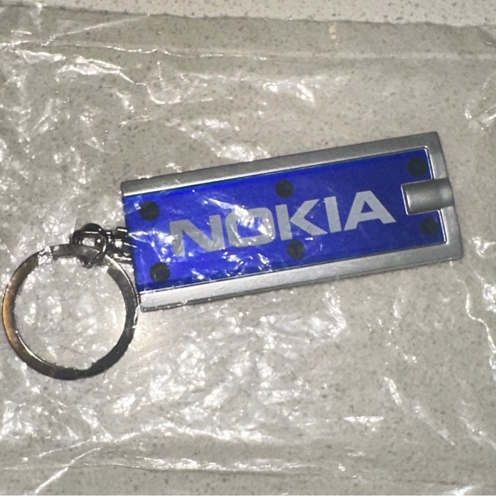 Vintage Nokia Metallic Blue Keychain with flashlight